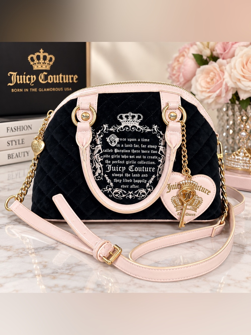 Rare Vintage Juicy Couture Once Upon a Time Quilted Velour Bag